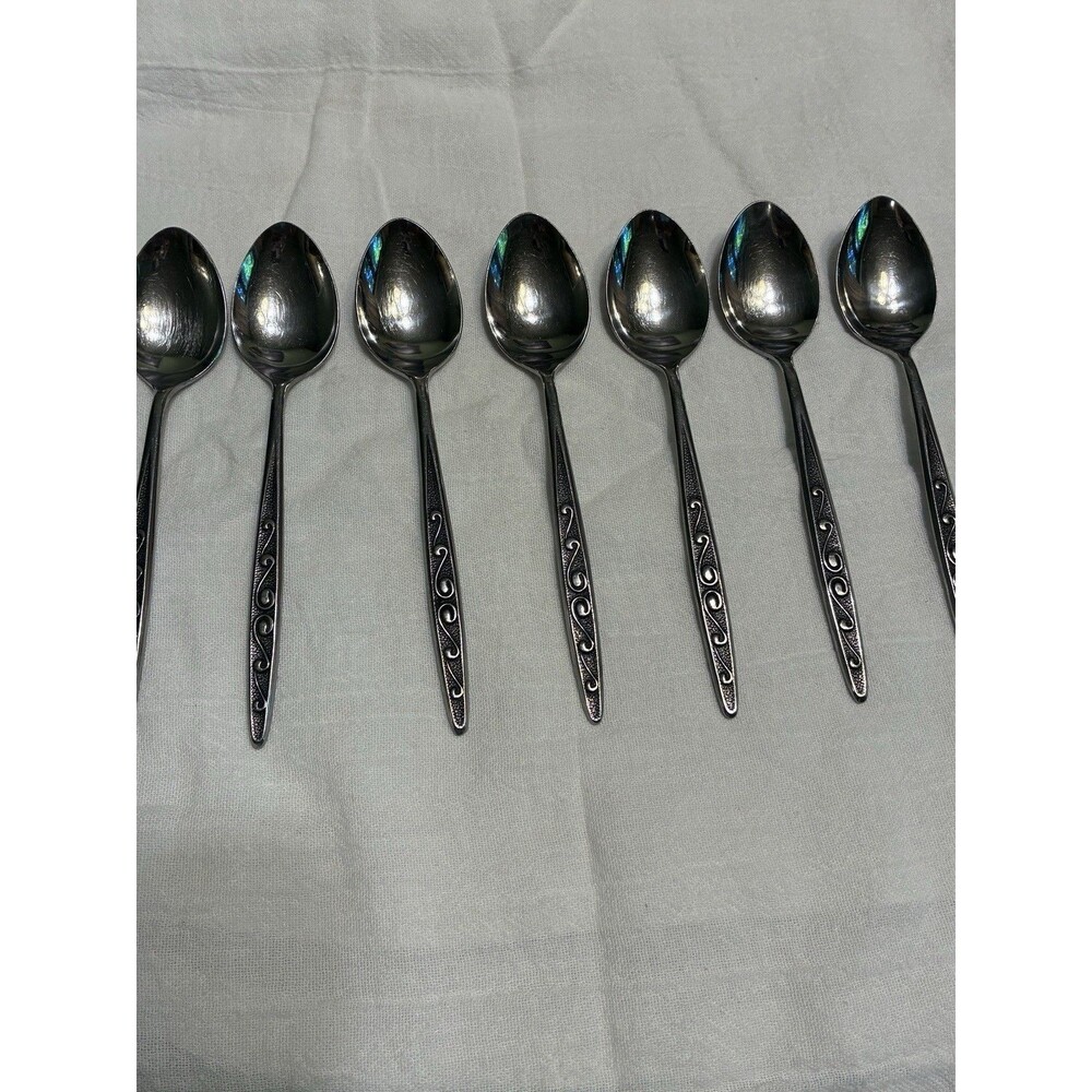HF Hanford Forge RUTGERS Stainless Flatware  TEASPOONS Lot Of 7 Japan MCM
